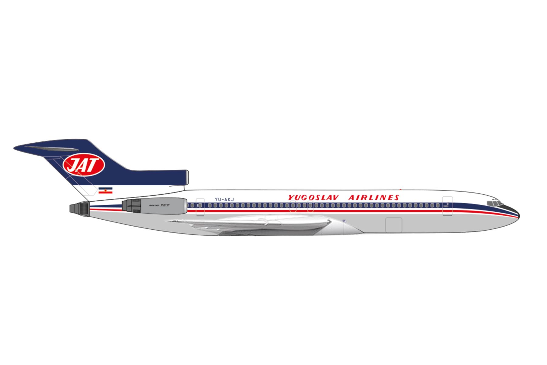 Herpa 537599 - JAT Jugoslav Airlines Boeing 727-200
