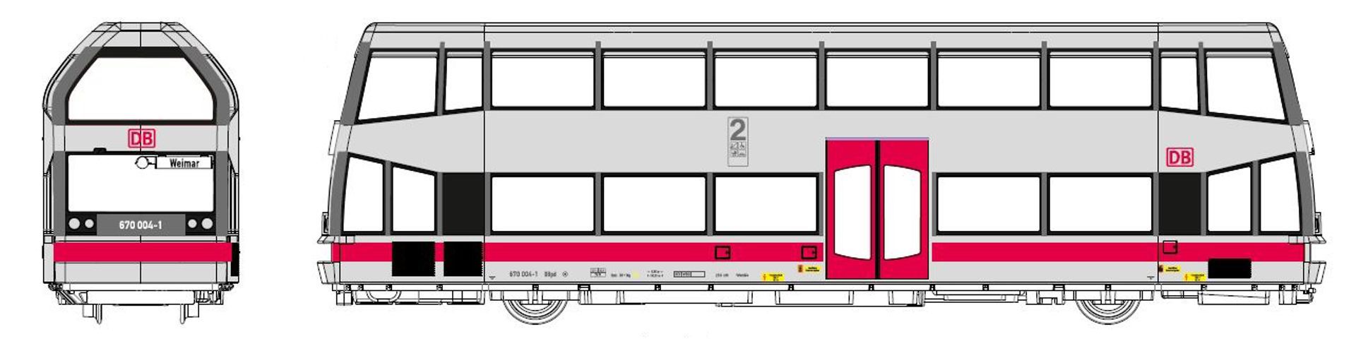 Kres 51047032 - Doppelstock-Schienenbus BR 670, 670 004-1, DBAG, Ep.V, DC-Sound