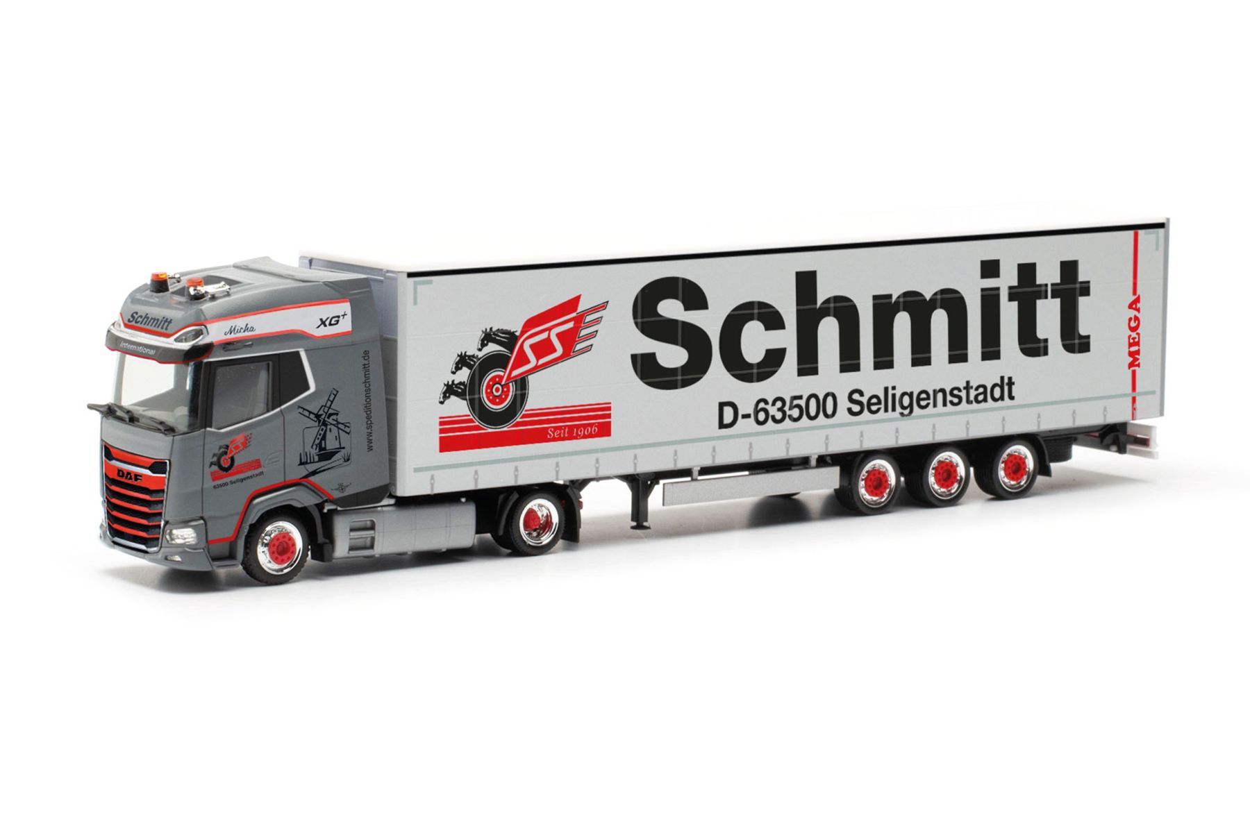 Herpa 317405 - DAF XG+ Lowliner-Sattelzug "Schmitt Seligenstadt"