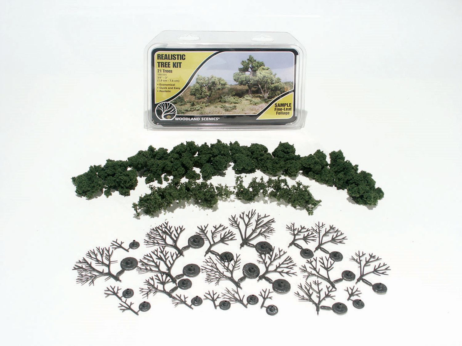Woodland WTR1111 - Laubbaum-Set, 21 Stück, mittelgrün, 2-8 cm