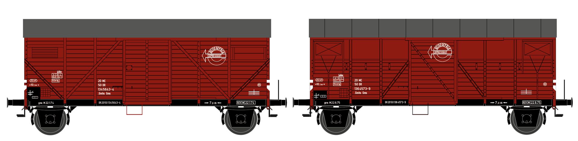 Hädl 0115034 - 2er Set gedeckte Güterwagen Ba. Bremen, DR, Ep.IV 'EXPRESSGUT'