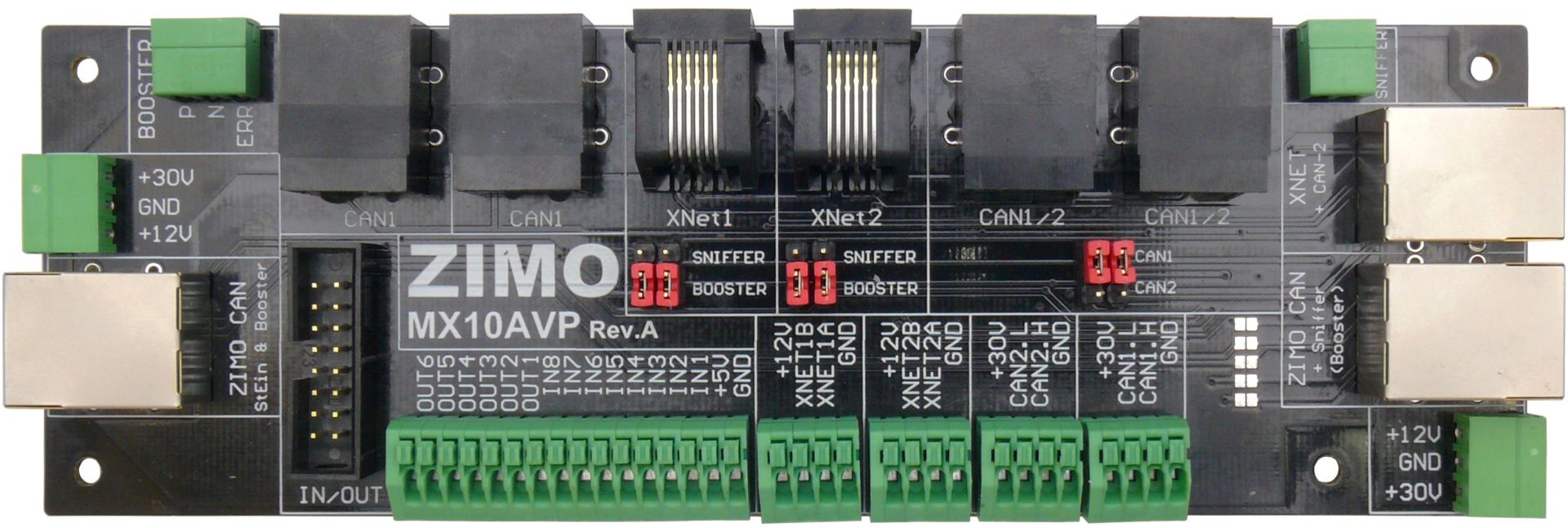 Zimo MX10AVP - MX10 Anschluß- und Verteilplatine - 18 x 6 cm; inkl. Stecker und Kabel