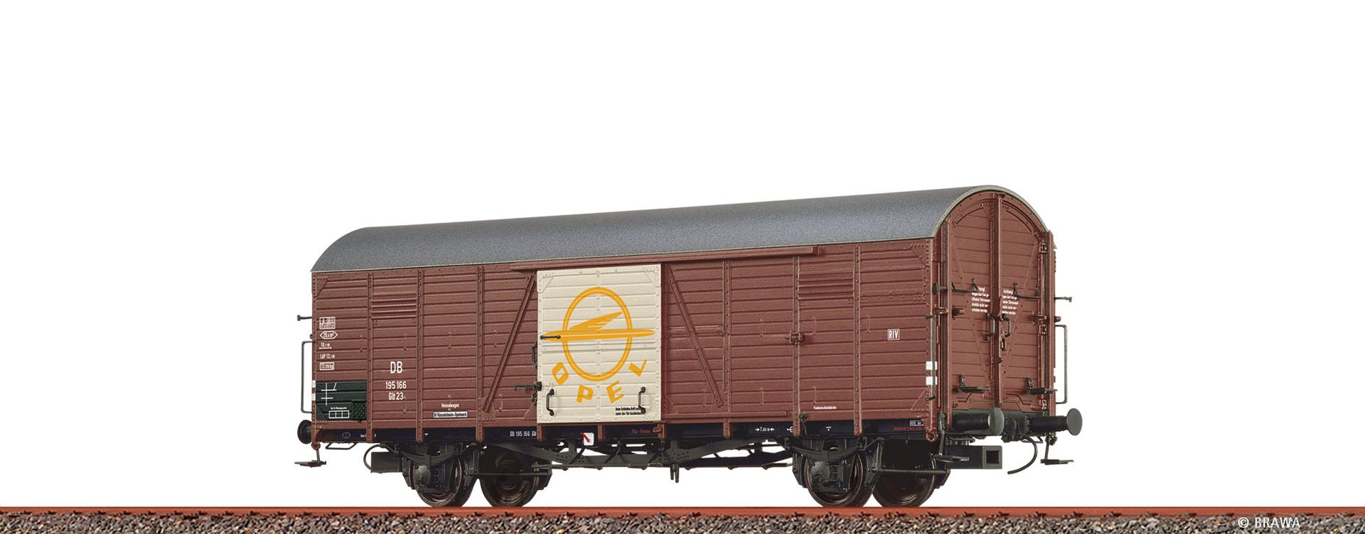 Brawa 50478 - Gedeckter Güterwagen Glr 23 'Opel', DB, Ep.III