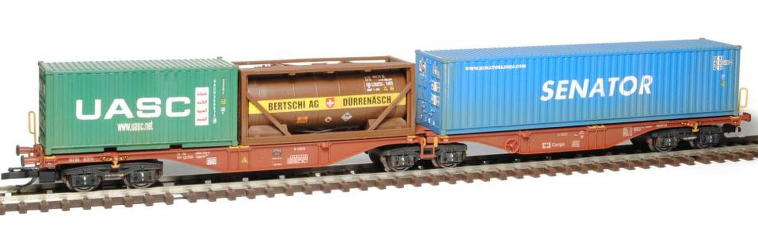 sdv-model 12116 - Doppel-Containertragwagen Sggrss 55, CD-Cargo, Ep.VI, Bausatz