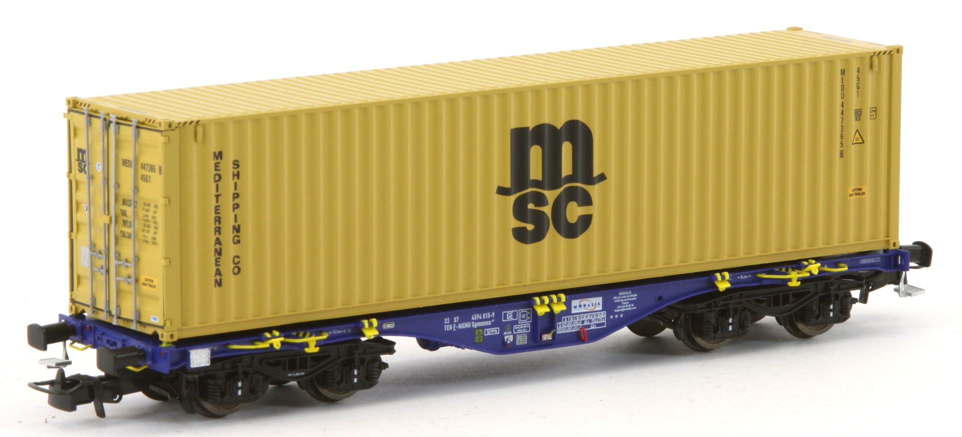 PT-Trains 100262 - Containertragwagen Sgmmnss mit Container 'MSC', Modalis, Ep.VI