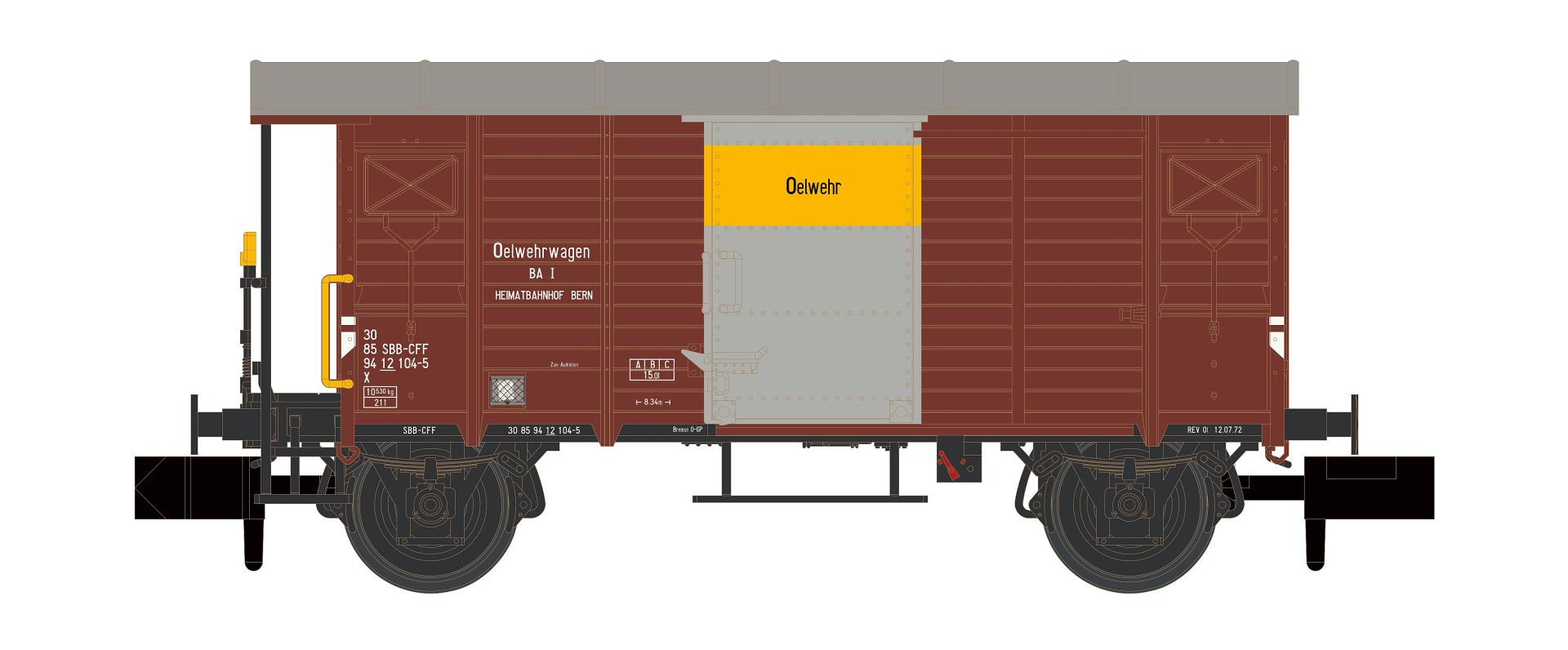 Hobbytrain H24205 - Gedeckter Güterwagen K2, SBB, Ep.IV 'Ölwehr'