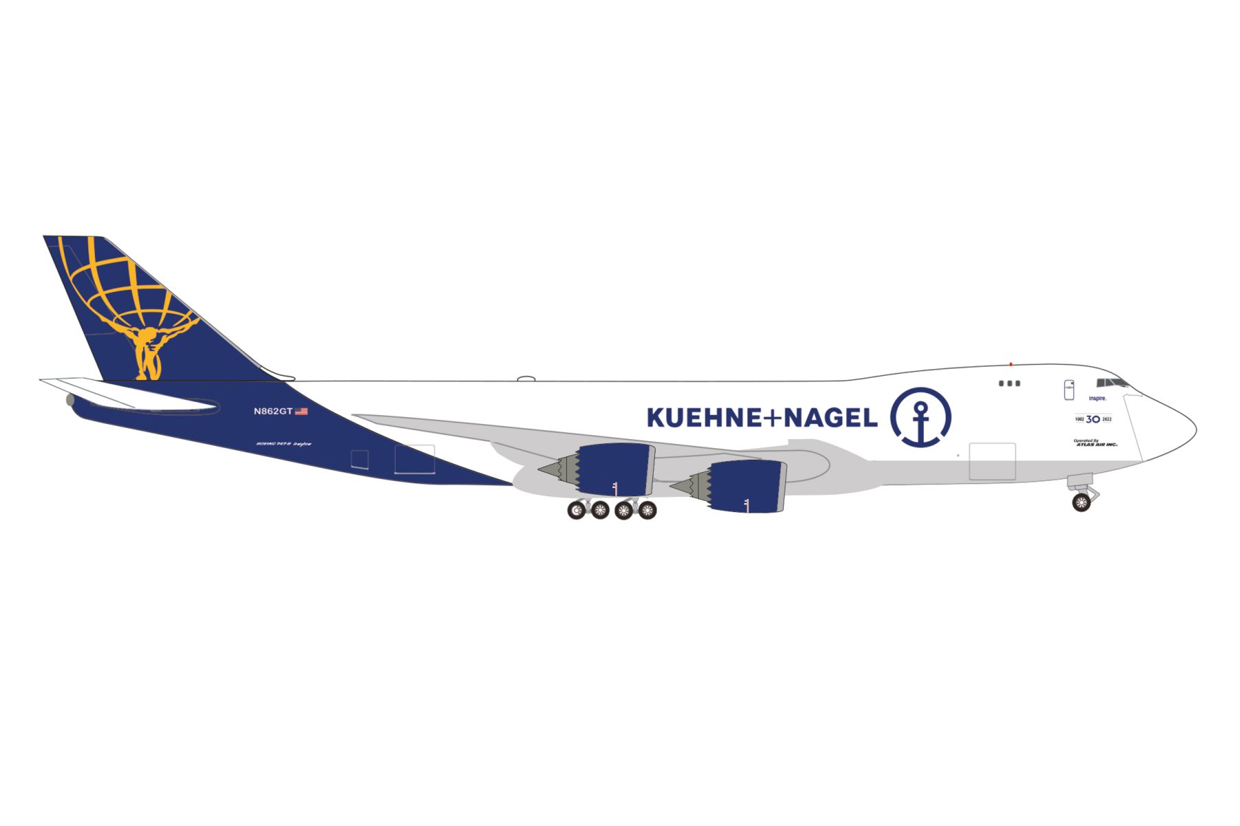 Herpa 537506 - Kuehne+Nagel (Atlas Air) Boeing 747-8F