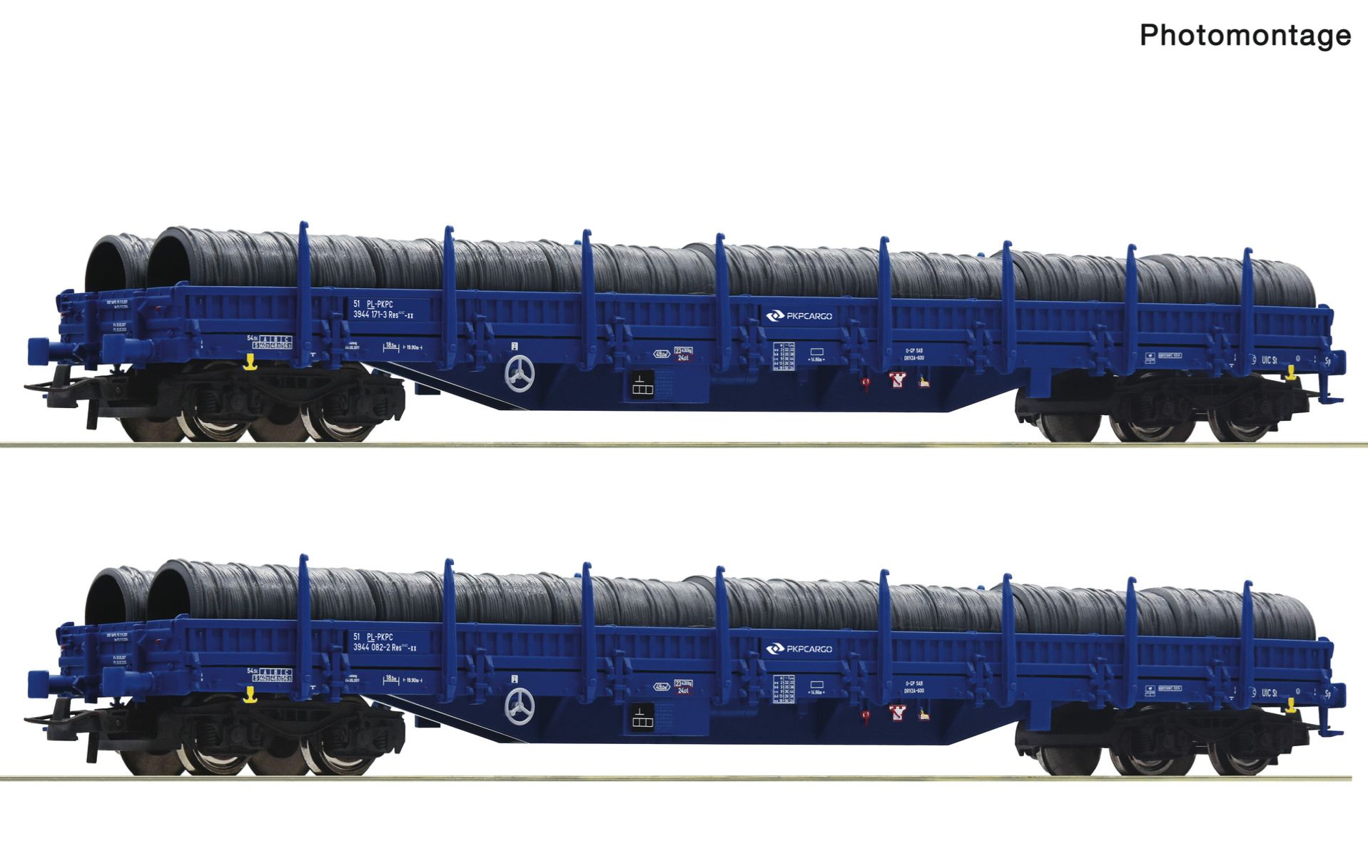 Roco 6600099 - 2er Set Rungenwagen Res mit Ladung, PKP-Cargo, Ep.VI