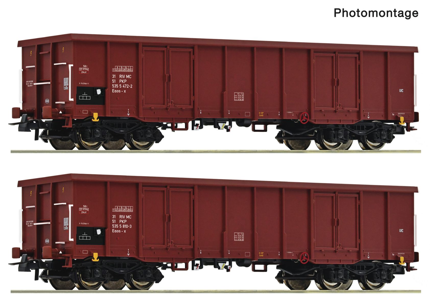 Roco 6600171 - 2er Set Offene Güterwagen Eaos, PKP, Ep.IV