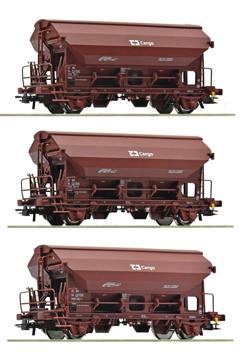 Roco 6600078 - 3er Set Schwenkdachwagen Tdns, CD-Cargo, Ep.VI