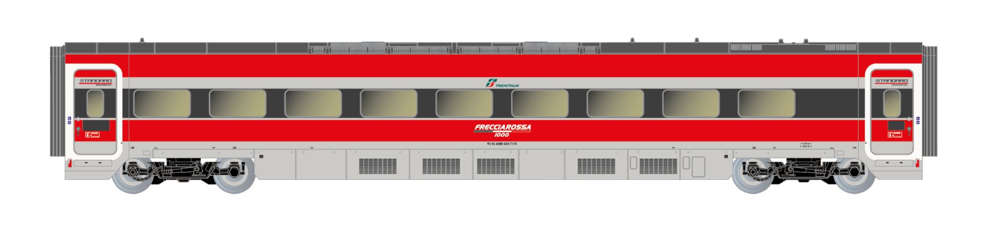 Arnold HN3512 - 4er Set Zwischenwagen, 4-tlg., Frecciarossa ETR 1000, FS-Trenitalia, Ep.VI