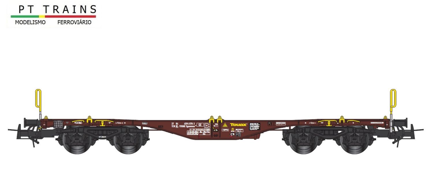PT-Trains 100207 - Containertragwagen Sgmmnss, Touax, Ep.VI