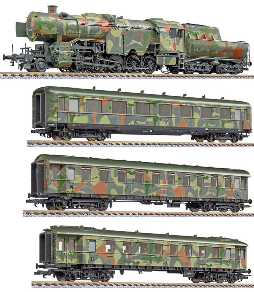 Liliput 130002 - Zugset mit BR 42 und Truppentransport, DRG, Ep.II