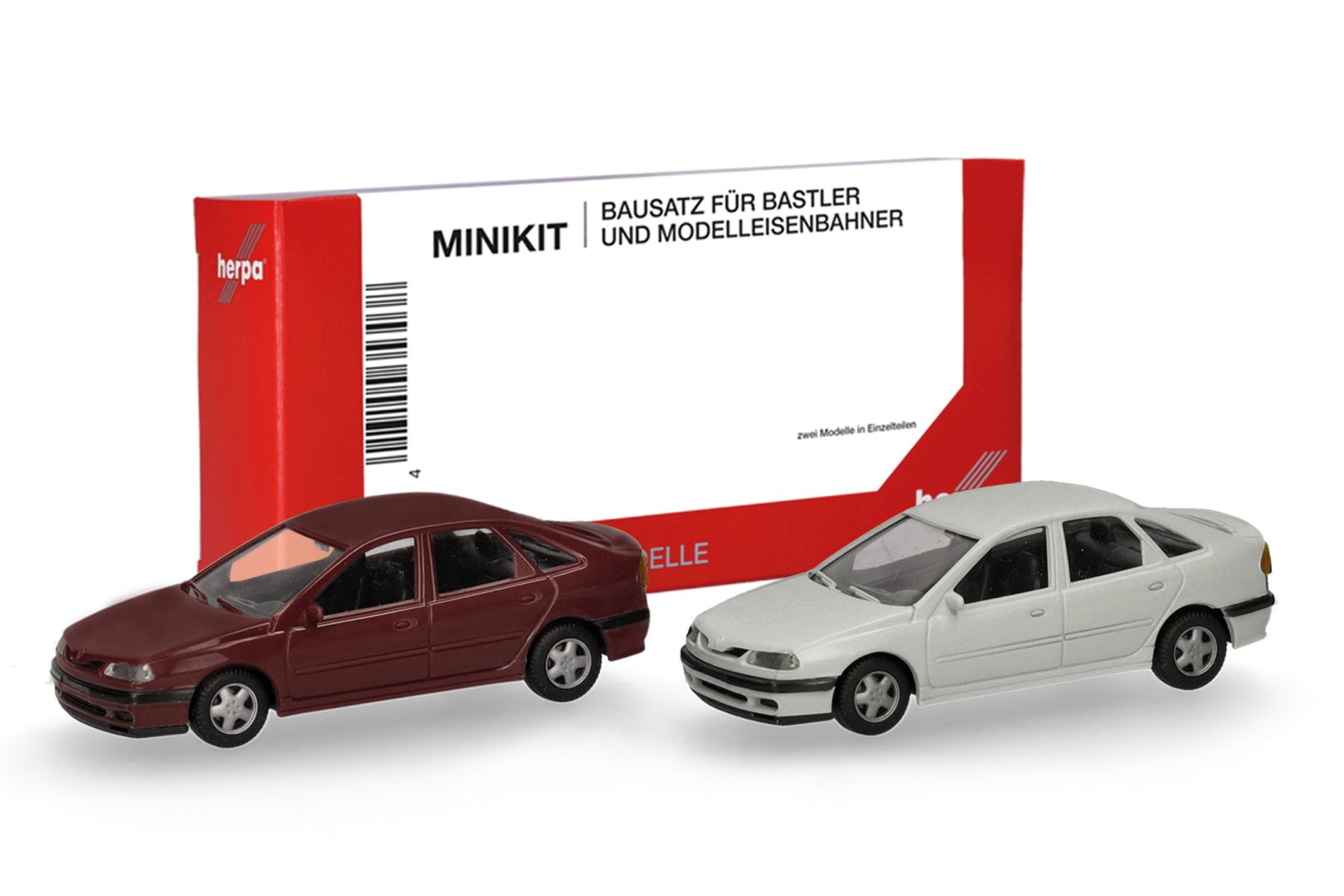 Herpa 014113 - MiniKit Renault Laguna Sienarot und Arktisweiß, 2 Stück