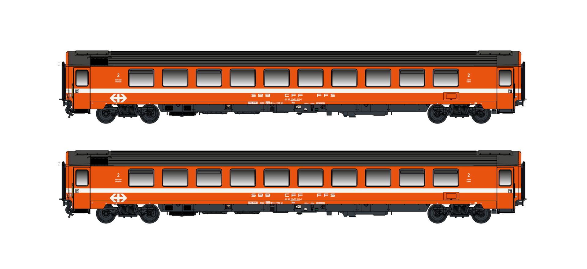 Hobbytrain H25501 - 2er Set Personenwagen Bpm, UIC Z1, 2. Klasse, SBB, Ep.IV-V