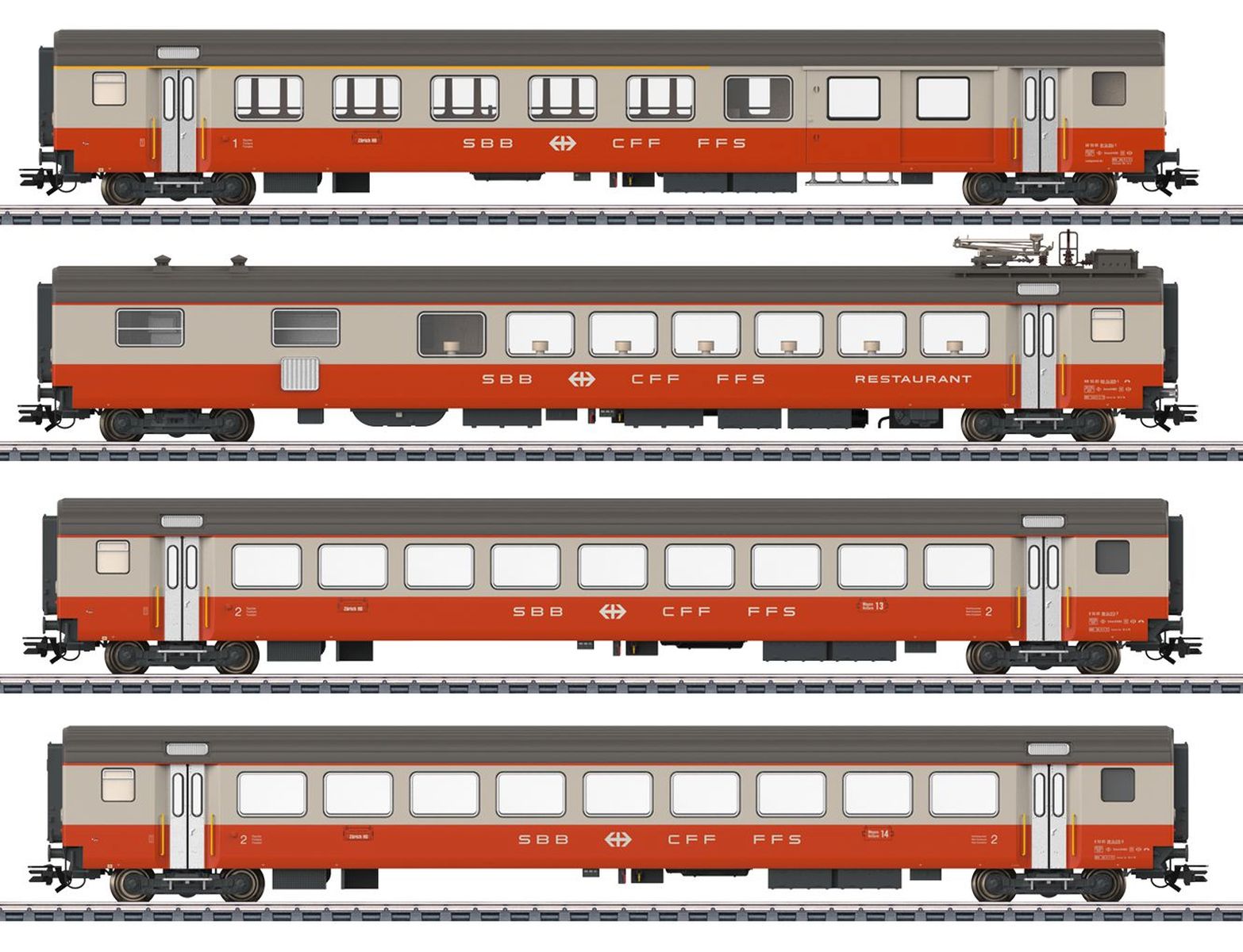 Märklin 42190 - 4er Set Personenwagen EW III, SBB, Ep.IV