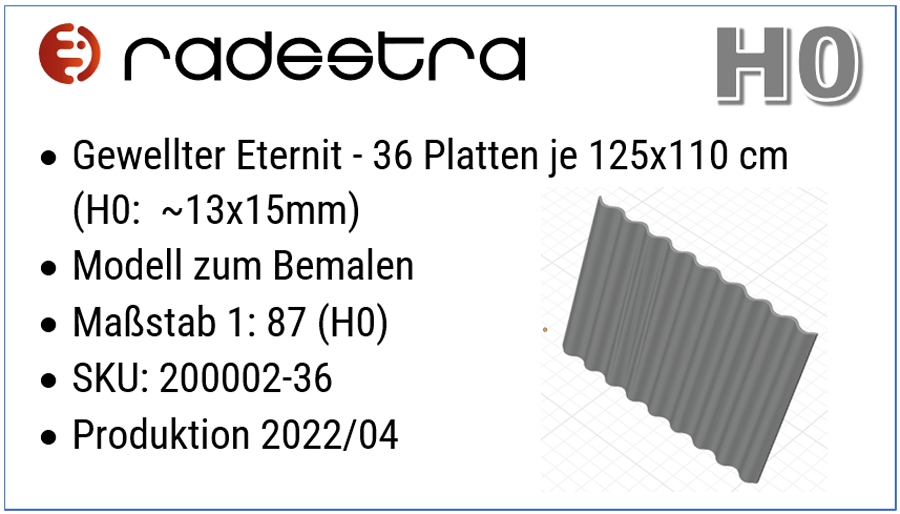 Radestra 200002 - Eternitplatten 36 Stück, 13x15mm zum selbergestalten