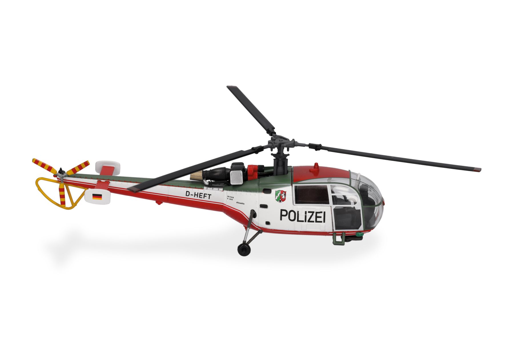Herpa 580762 - Polizeifliegerstaffel Nordrhein-Westfalen Sud Aviation SA 319 Alouette III – D-HEFT