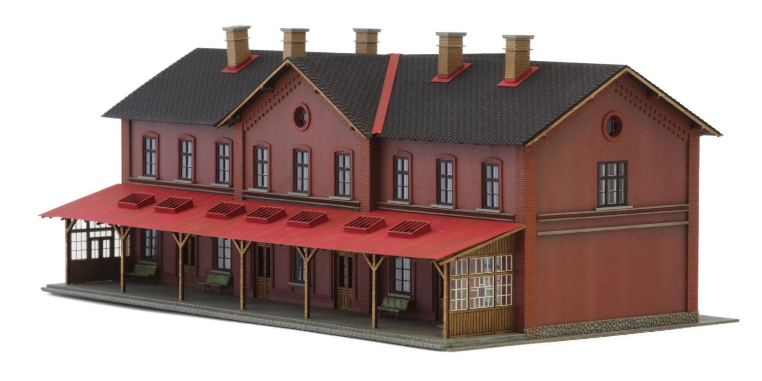 igra 142001 - Bahnhof Hronov, kolorierter Bausatz, Lasercut