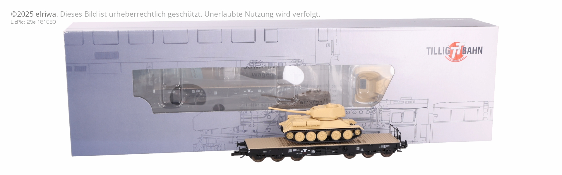 Tillig 01801-G - 2er Set Schwerlastwagen Ssyms mit Panzern T34/35, DR, Ep.III