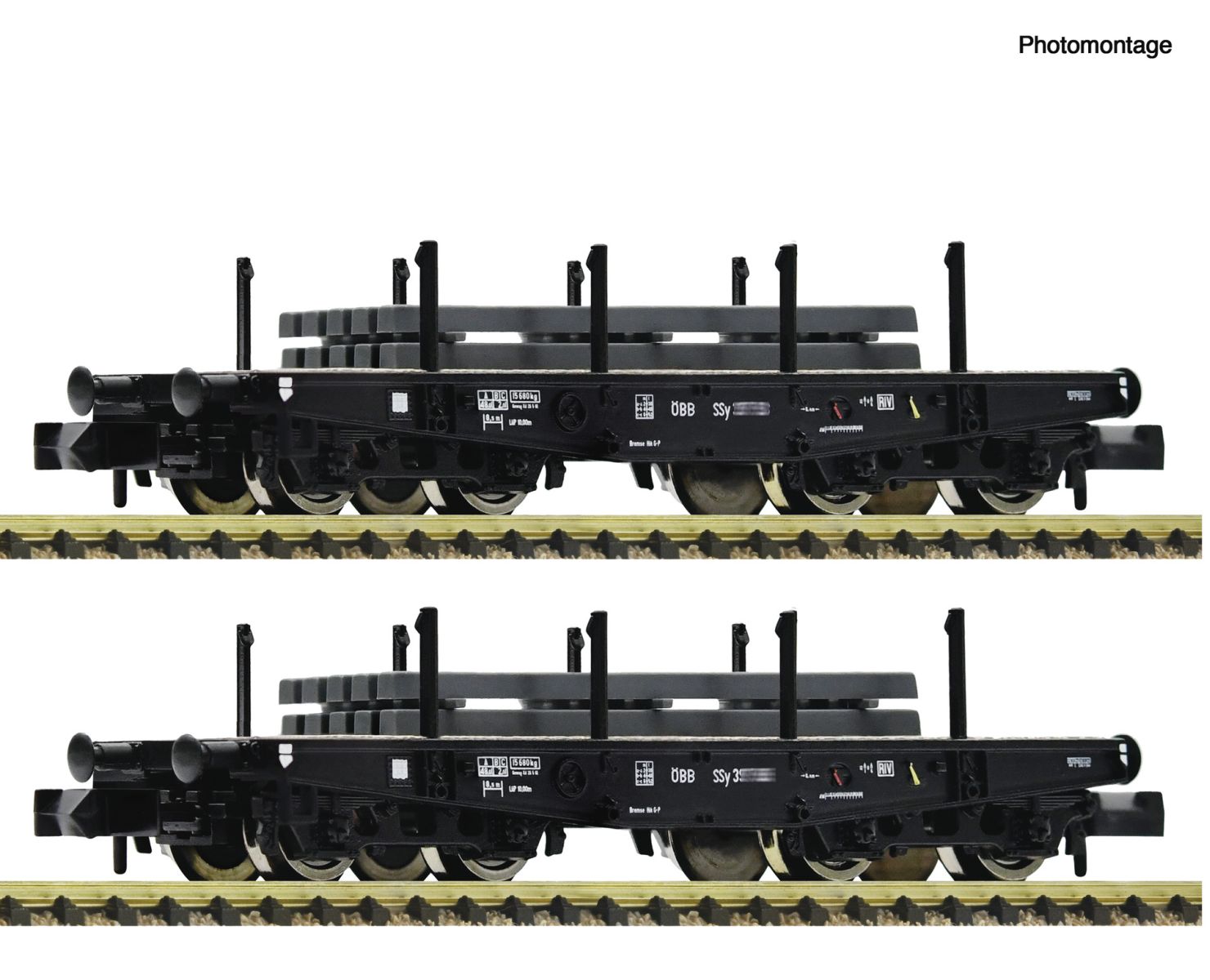 Fleischmann 6660134 - 2er Set Schwerlastwagen mit Brammen, ÖBB, Ep.III
