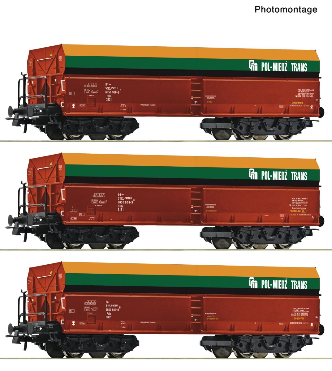 Roco 6600218 - 3er Set Selbstentladewagen, POL-MIEDZ-TRANS, Ep.VI