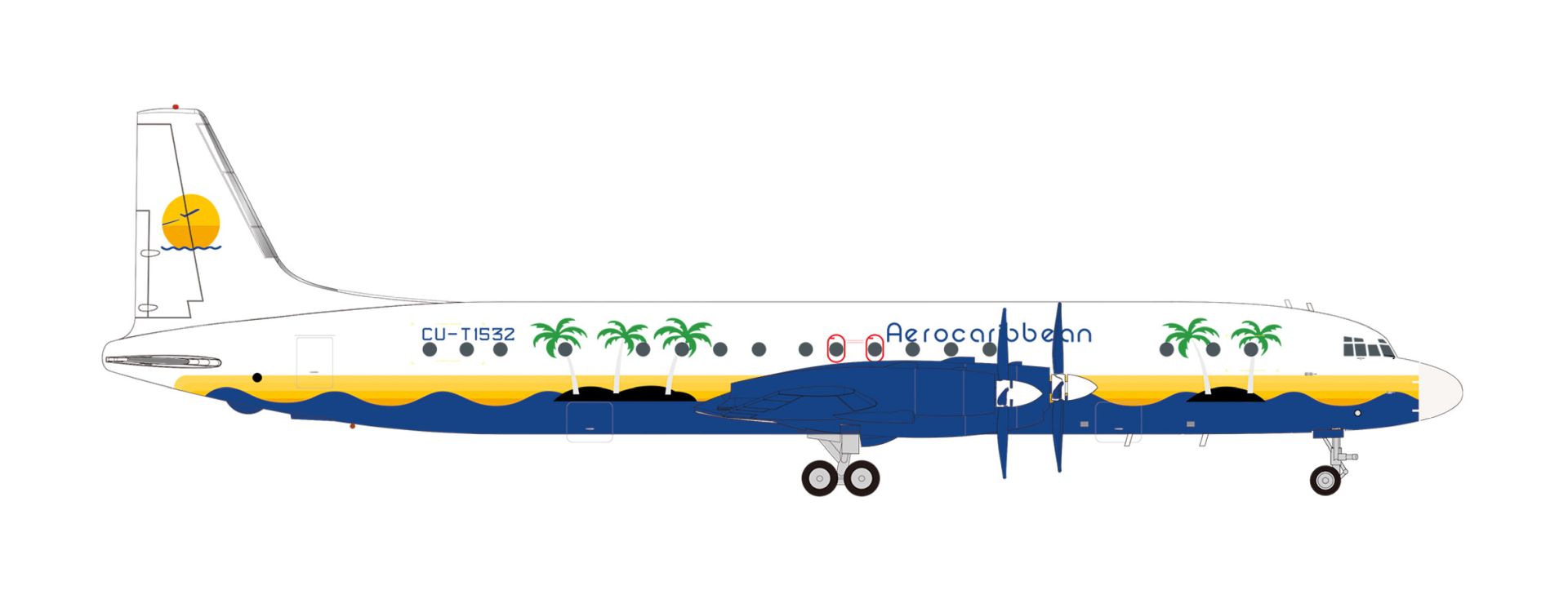Herpa 573719 - Aero Caribbean Ilyushin IL-18 – CU-T1532