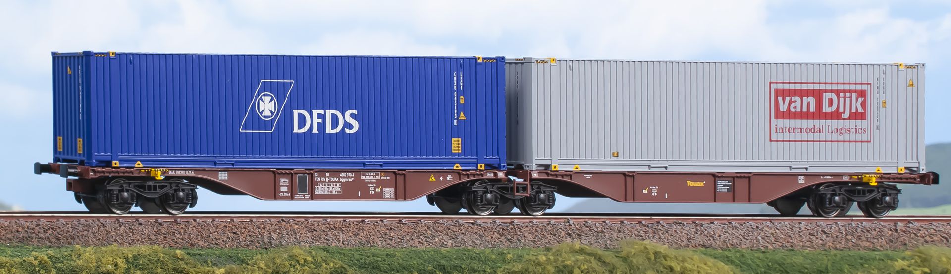 ACME AC 40387-A24 - Containertragwagen Sggmrss 90, Touax, Ep.VI 'DFDS, Van Dijk'