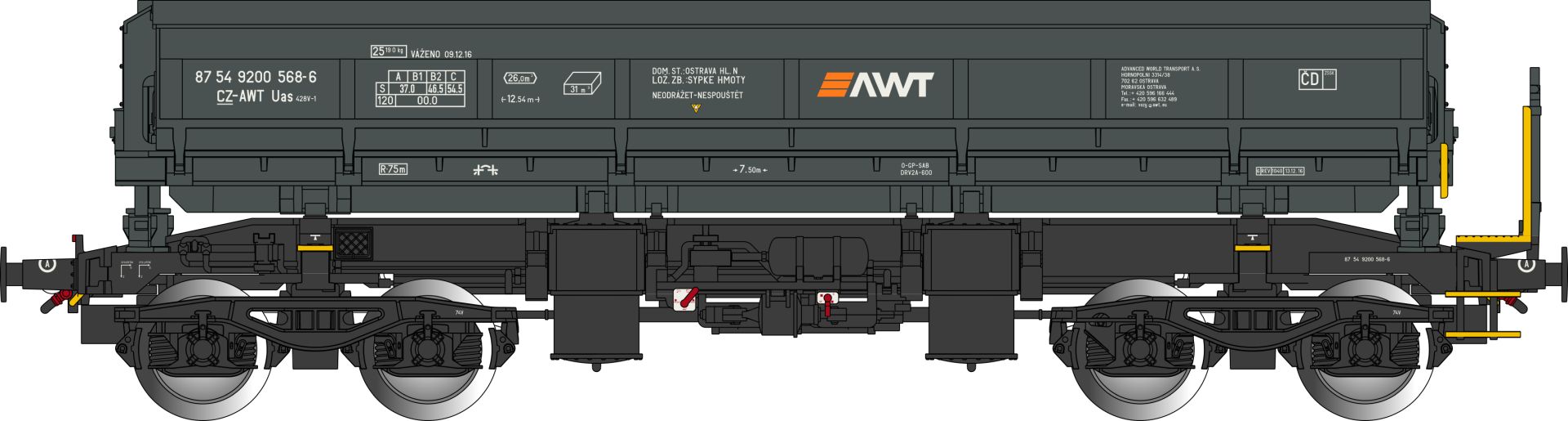 Albert Modell 920009 - Offener Güterwagen Uas, CZ-AWT, Ep.VI