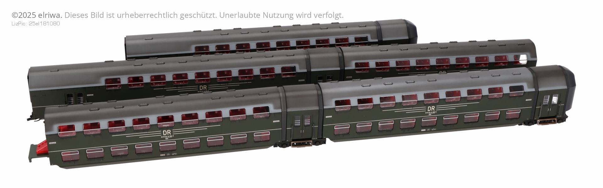 Kres 52033080 - Doppelstockgliederzug DGB 12, 5-teilig, DR, Ep.IV, verschmutzt Kres 52033080 - Doppelstockgliederzug DGB 12, 5-teilig, DR, Ep.IV, verschmutzt