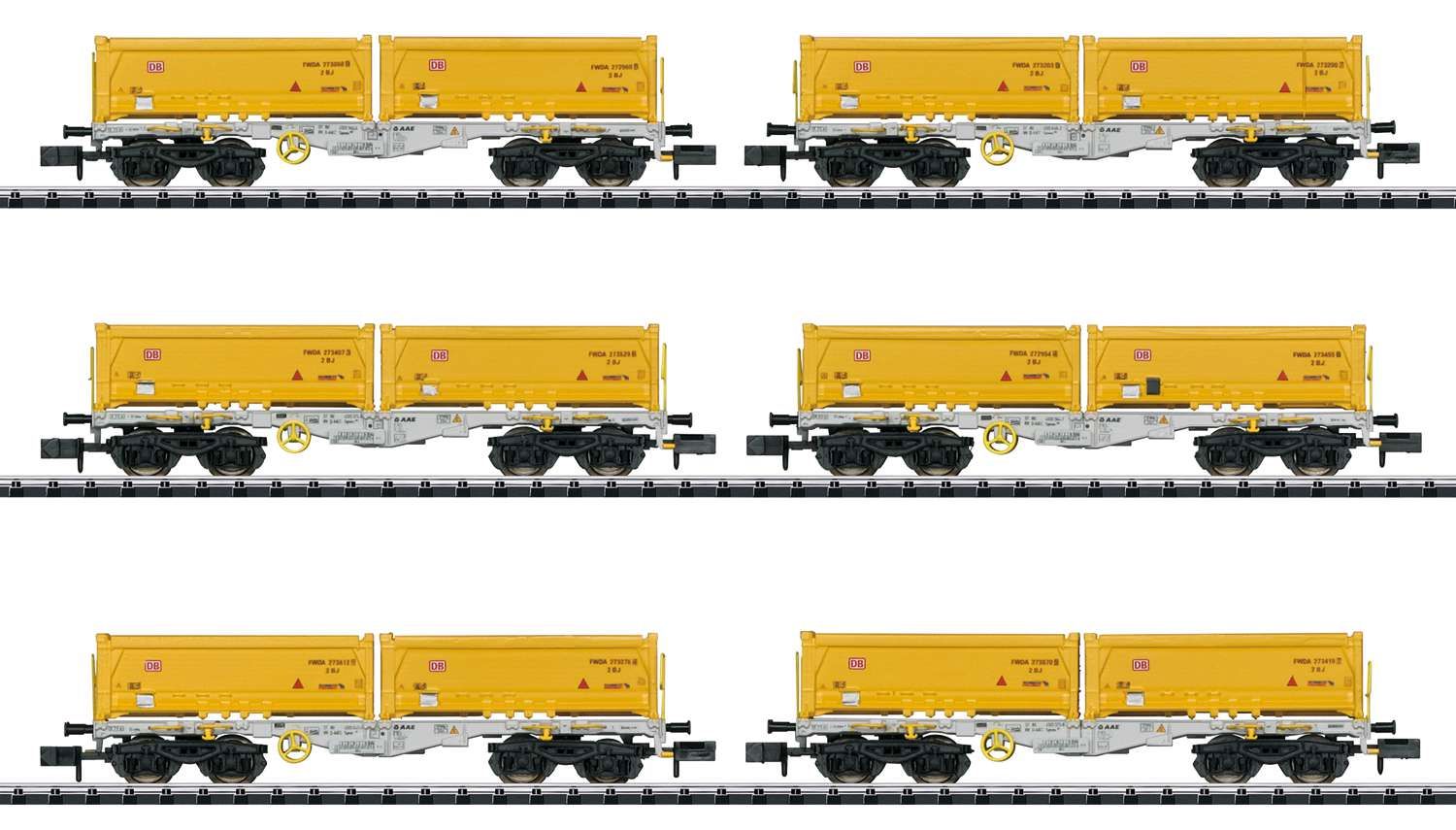 Trix 15075 - 6er Set Containertragwagen mit Mulden, DBAG, Ep.VI