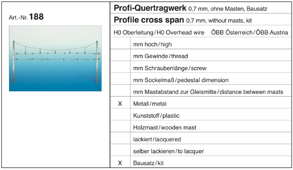 Sommerfeldt 188 - Profi-Quertragwerk 0,7mm, BS ohne Masten