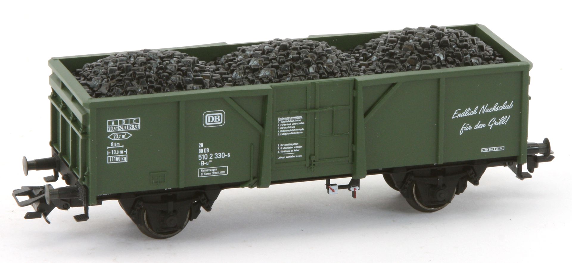 Märklin 44340.001 - Offener Güterwagen mit Kohleladung, grün, DB, Ep.IV