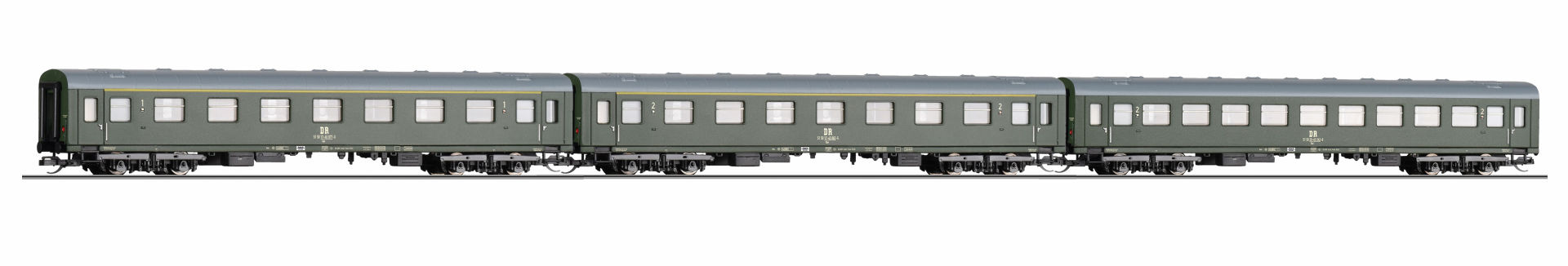 Tillig 502360 - 3er Set Modernisierungswagen 1. und 2. Klasse, DR, Ep.IV, Set 1