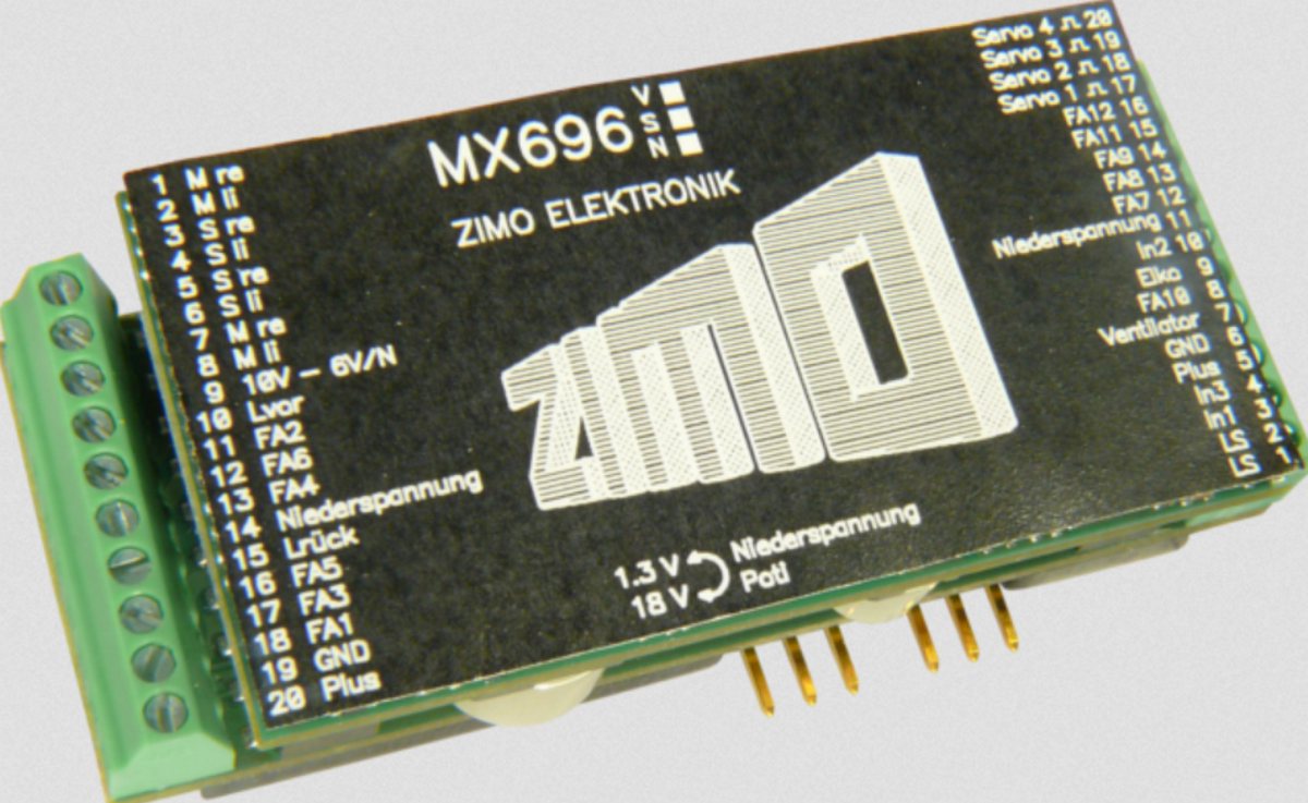 ZIMO MX696KV - Sounddecoder 5A, 15 Funktionsausg., 4 Servoausgänge