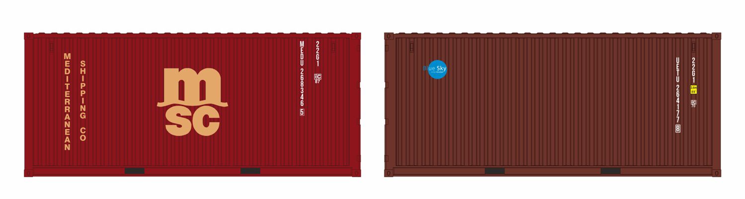 igra 98010031 - 2er Set 20'-Container 'msc, blue sky'