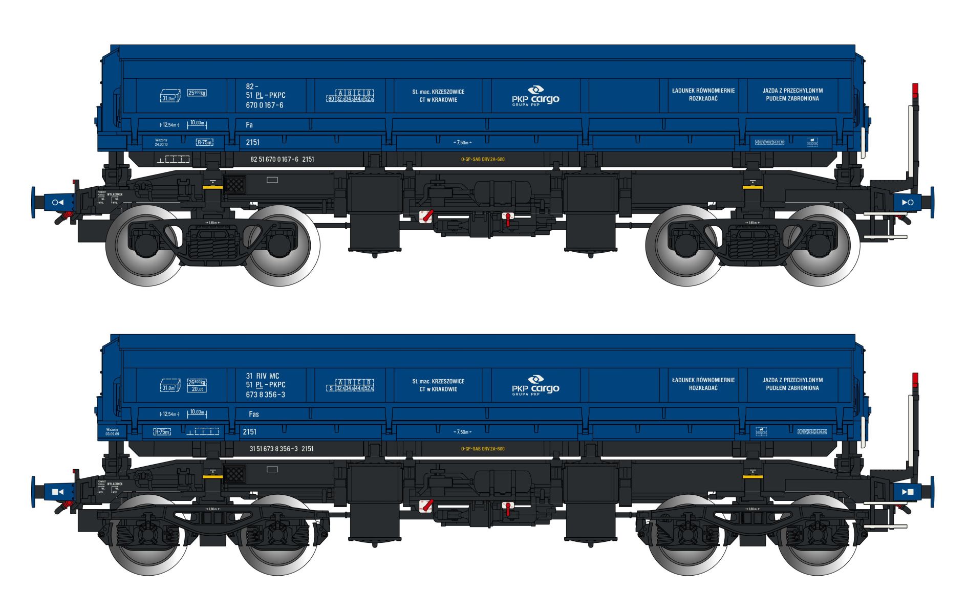 Albert Modell 600050 - 2er Set offene Güterwagen Fa/Fas , PL-PKPC, PKP-Cargo, Ep.VI