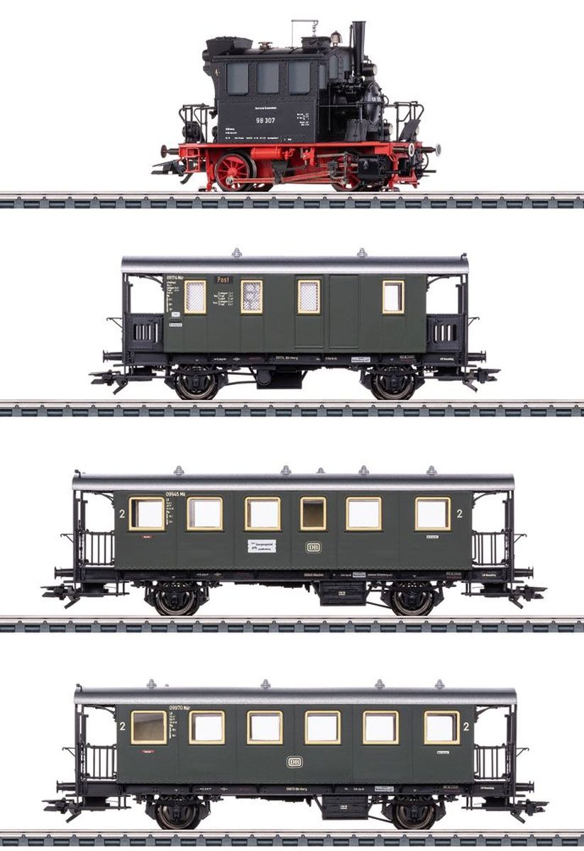 Märklin 26619 - Zugset mit BR 98,3 'Glaskasten' und Personenwagen, DB, Ep.III, MFX+-Sound