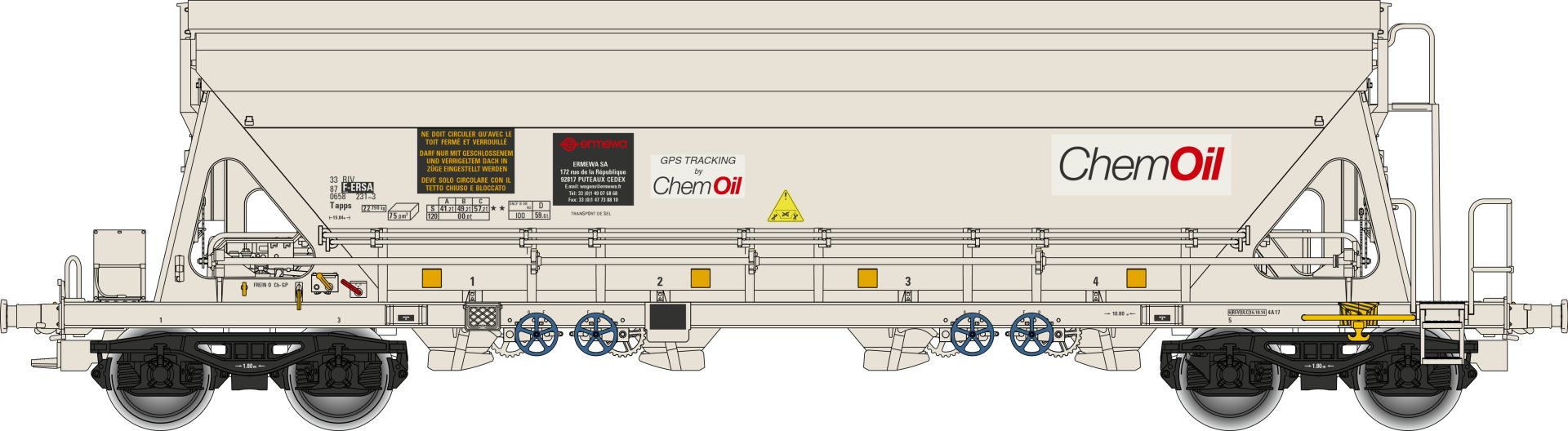 Albert Modell 065308 - Schüttgutwagen Tapps, F-ERSA, Ep.VI 'ChemOil'