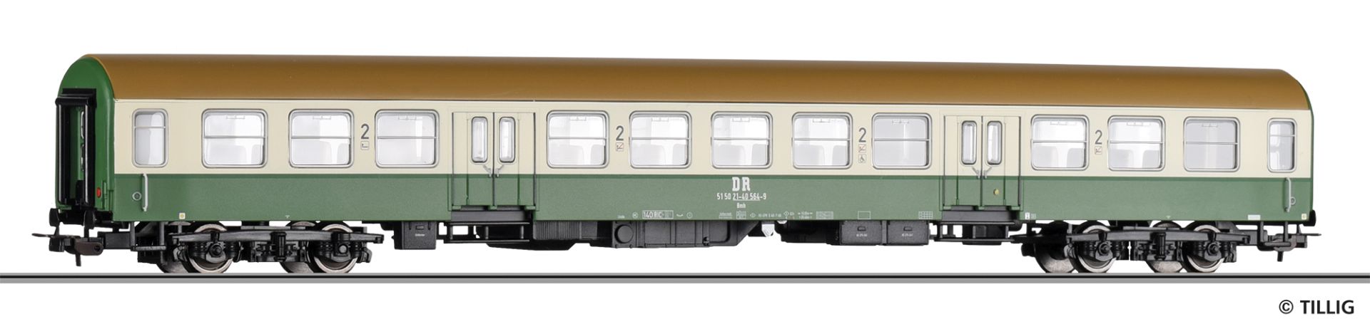 Tillig 74980 - Personenwagen Bmh 'Halberstadt', 2. Klasse, DR, Ep.IV
