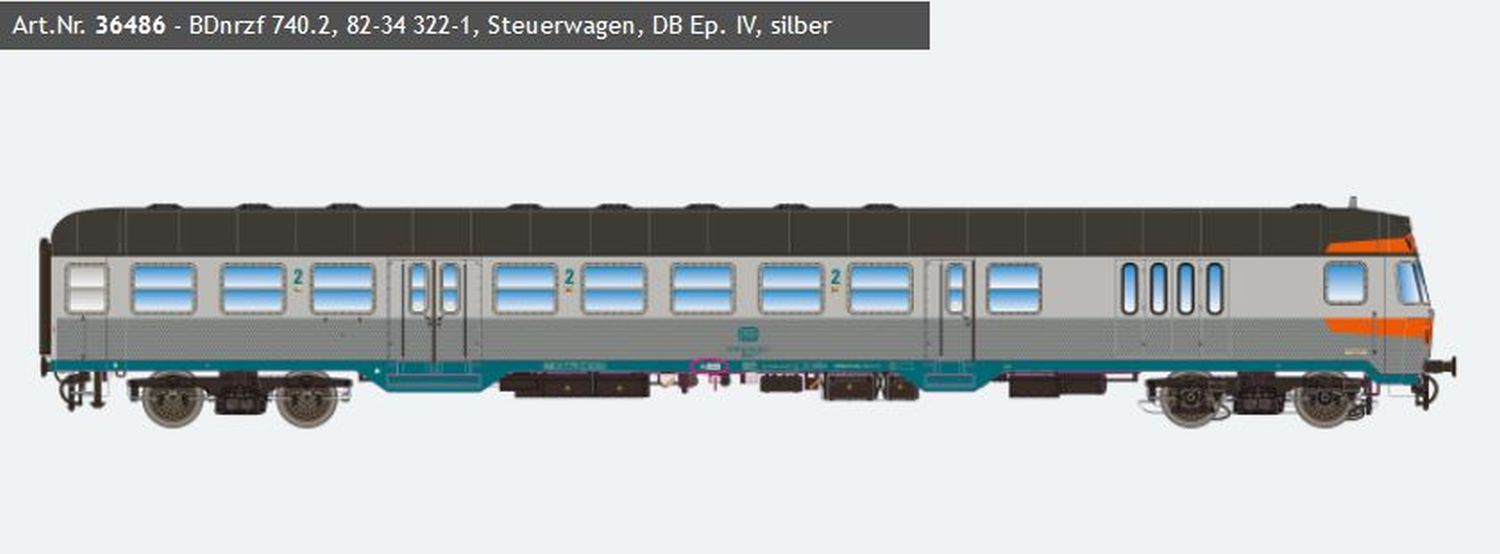 ESU 36486 - Steuerwagen 'Silberling' BDnrzf 740.2, DB, Ep.IV
