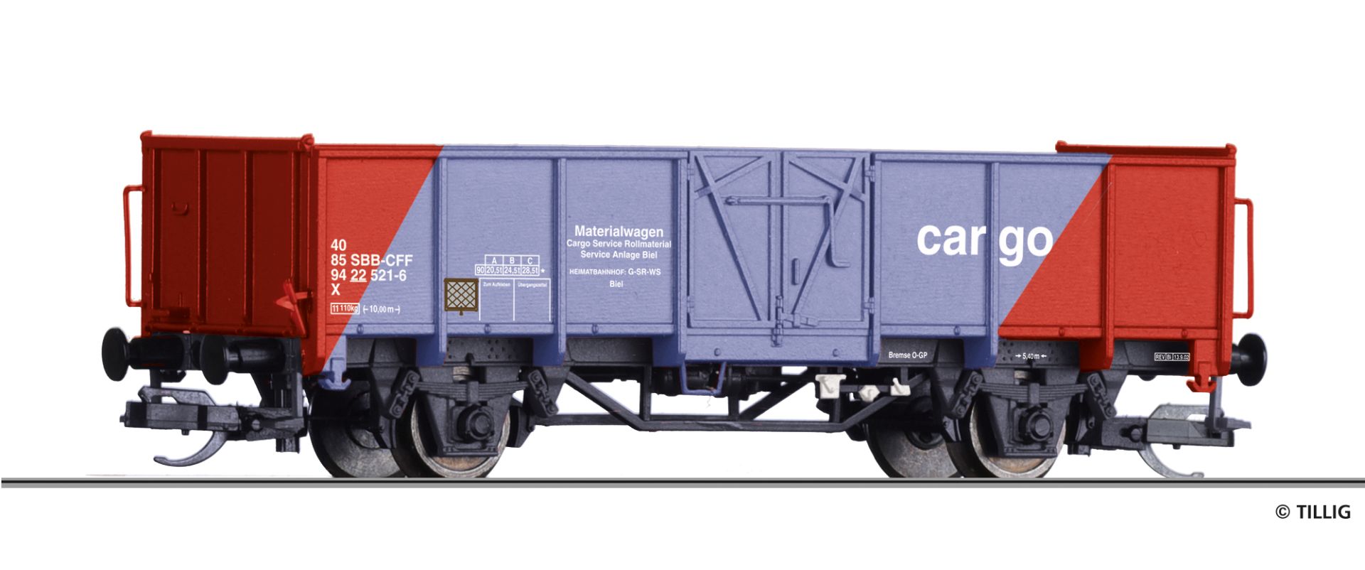 Tillig 14095 - Offener Güterwagen X, Materialwagen, SBB-Cargo, Ep.V