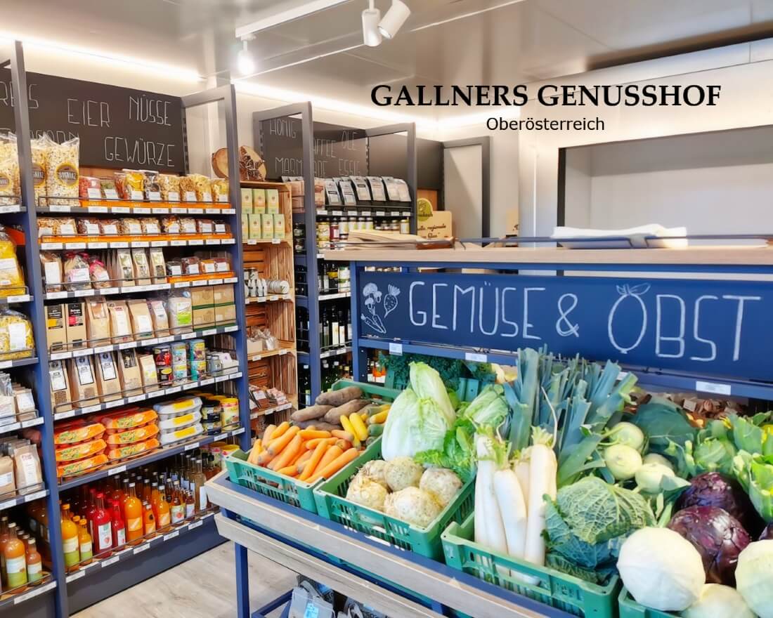 Hofladen Einrichtung, Feinkostladen, Unverpacktladen. Selbstbedienungsladen bei Gallners Genusshof - Xregale und Gemüseinsel