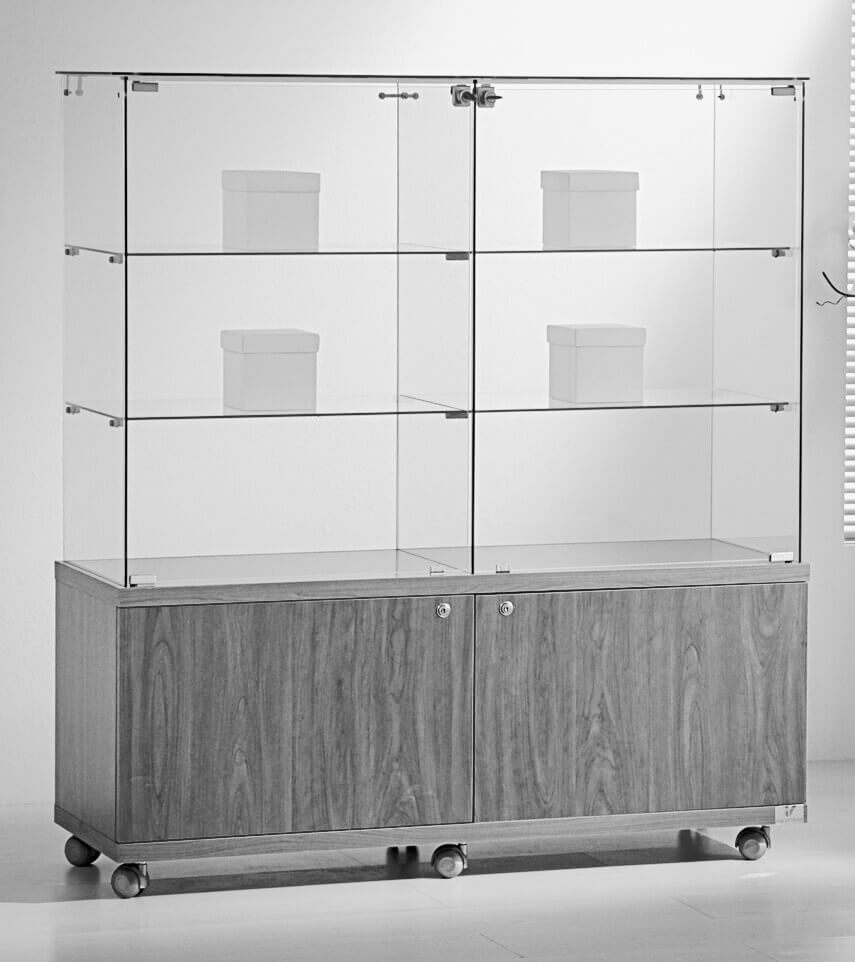 Doppel Verkaufsvitrine Easy mit Unterkasten 130-12040GU mobil