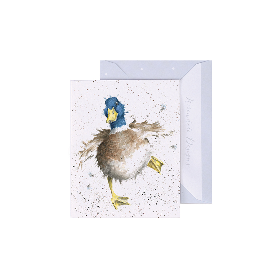 Wrendale Mini-Karte mit Umschlag, Motiv Ente rennt, A Waddle and a Quack
