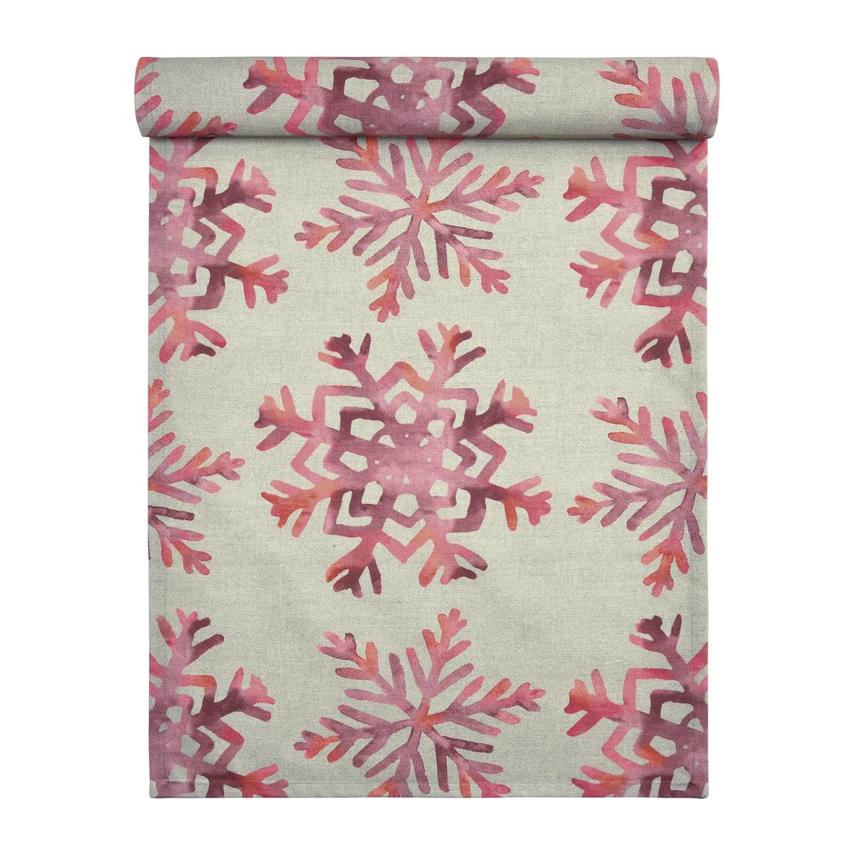 pad Tischläufer FLAKES, Schneeflocken, pink, 45x150 cm