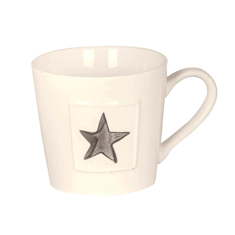 Tasse Star, cremeweiß /grauer Stern