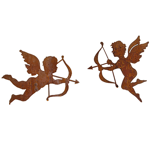 Engel mit Pfeil und Bogen, Amor, Edelrost, 30 cm