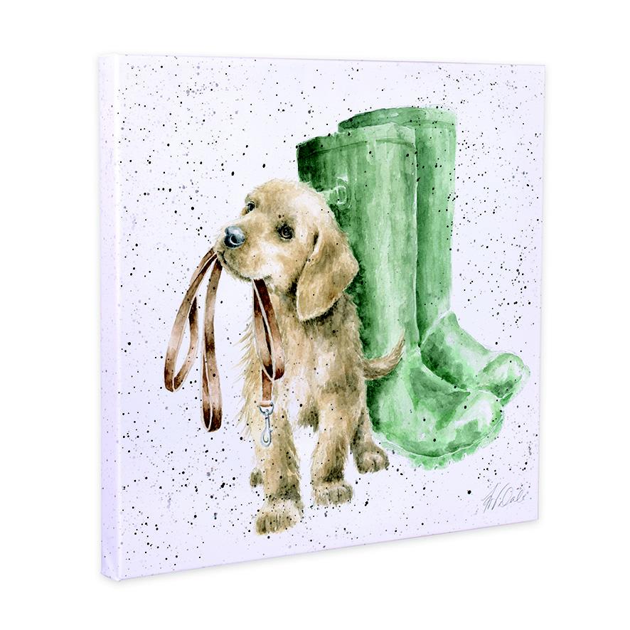 Wrendale Leinwand medium, Aufdruck Hund mit Leine, "Hopeful",  50x50 cm