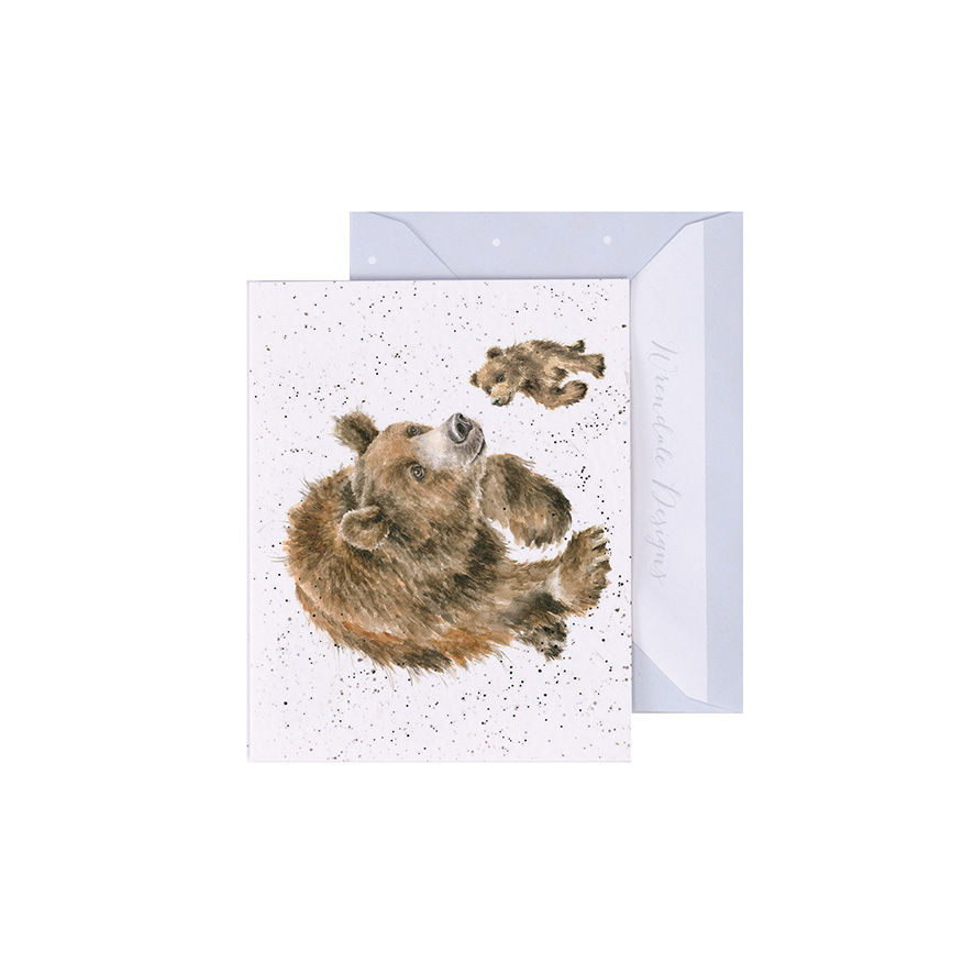 Wrendale Mini-Karte mit Umschlag, Bär mit kleinem Bär, In my footsteps